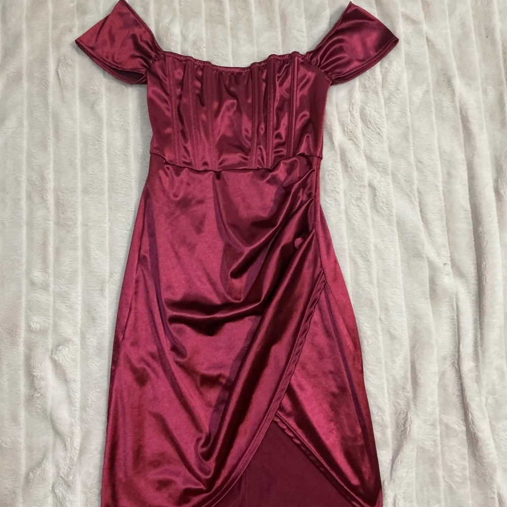 SHEIN Red Asymmetrical Ruched Mini Dress